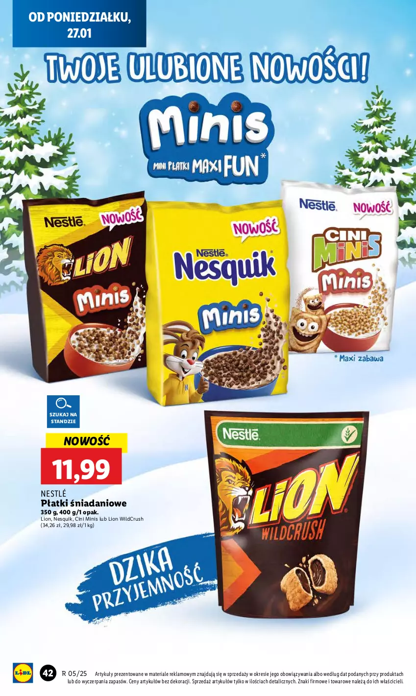 Gazetka promocyjna Lidl - GAZETKA - ważna 27.01 do 29.01.2025 - strona 44 - produkty: Cini Minis, Danio, Lion, Nesquik, Nestlé