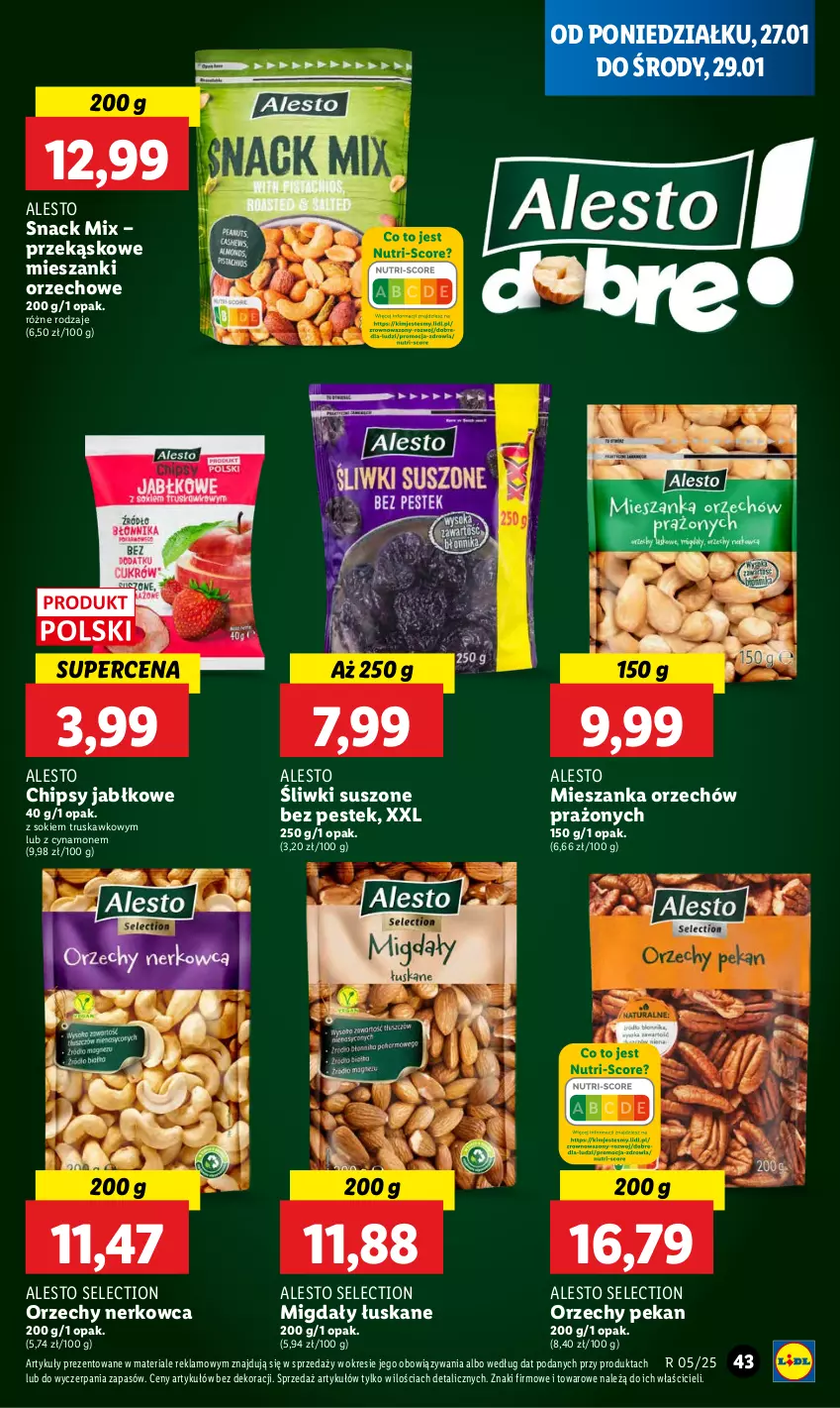 Gazetka promocyjna Lidl - GAZETKA - ważna 27.01 do 29.01.2025 - strona 47 - produkty: Chipsy, Migdały, Migdały łuskane, Sok, Stek