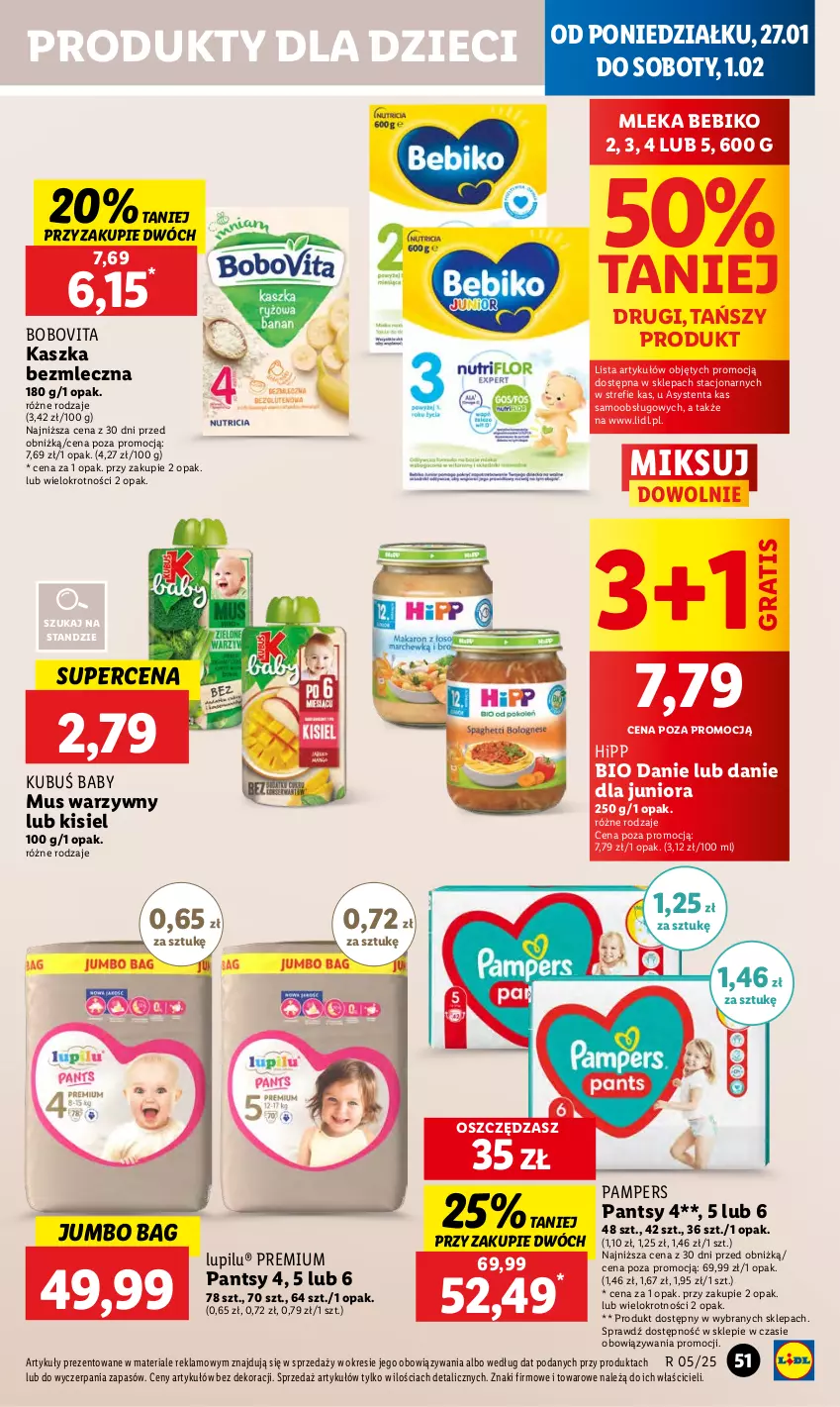 Gazetka promocyjna Lidl - GAZETKA - ważna 27.01 do 29.01.2025 - strona 57 - produkty: Bebiko, BoboVita, Dzieci, Gra, HiPP, Hipp Bio, Kisiel, Kubuś, Mus, O Bag, Pampers