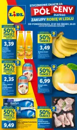 Gazetka promocyjna Lidl - GAZETKA - Gazetka - ważna od 29.01 do 29.01.2025 - strona 1 - produkty: Kurczak, Banany, Sos, Sok, Papier, Papier toaletowy, Pomelo, Flora