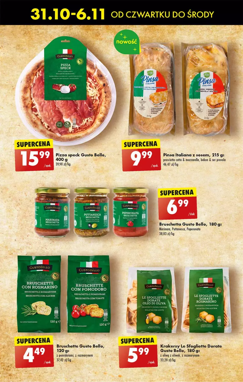 Gazetka promocyjna Biedronka - Tydzień Włoski - ważna 31.10 do 06.11.2024 - strona 11 - produkty: Beko, Bell, Bruschette, Krakersy, Mozzarella, Pizza, Prosciutto, Ser, Sos