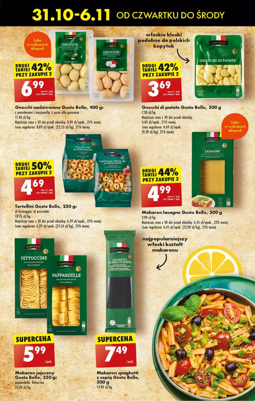 Gazetka promocyjna Biedronka - Tydzień Włoski - ważna 31.10 do 06.11.2024 - strona 17 - produkty: Bell, Dell, Fa, Gnocchi, Lasagne, Maggi, Makaron, Pesto, Prosciutto, Spaghetti