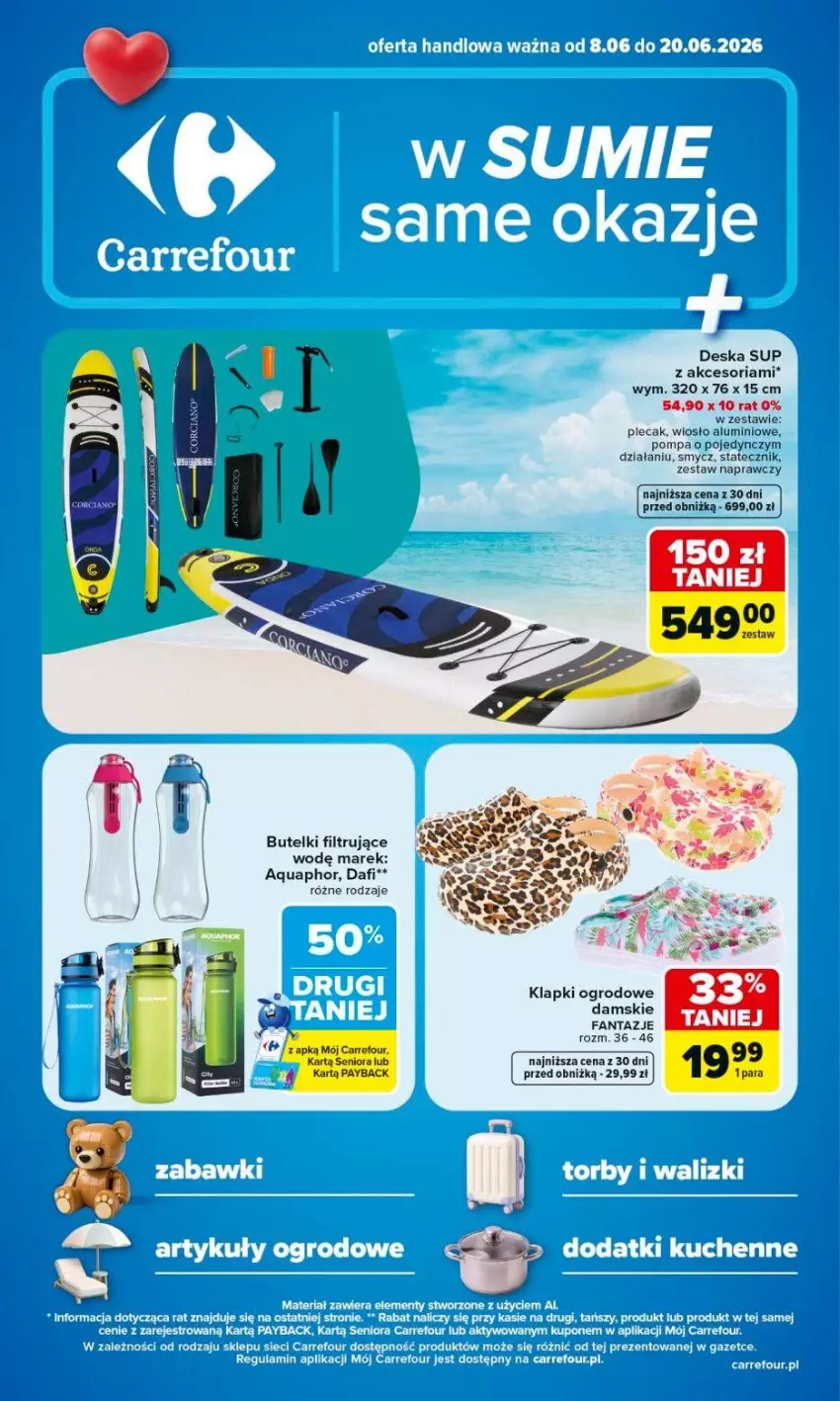 Gazetka promocyjna Carrefour - Gazetka Carrefour w SUMIE same okazje - ważna 08.06 do 20.06.2026 - strona 1 - produkty: Aquaphor, Fa, Fanta, Klapki, Plecak, Smycz