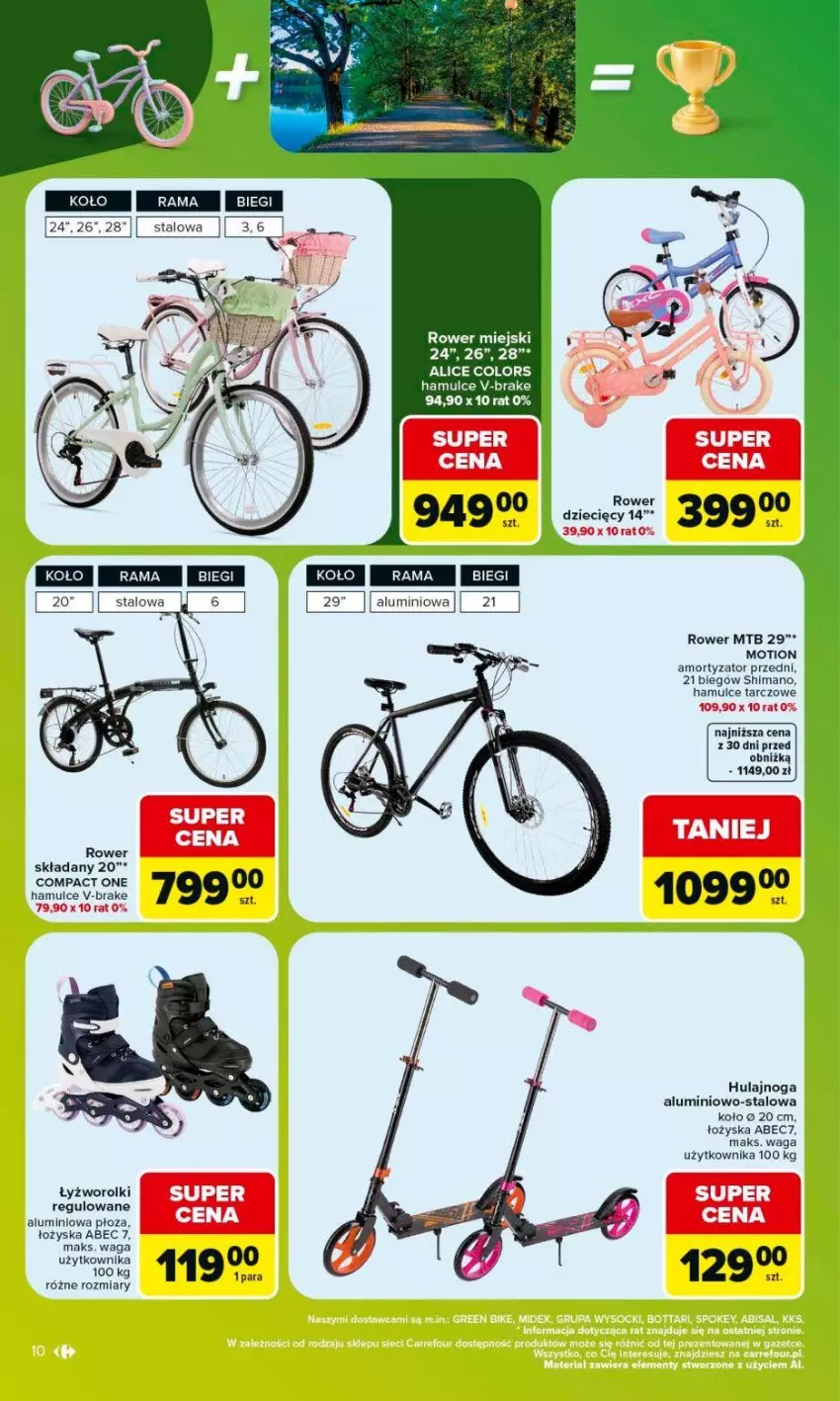 Gazetka promocyjna Carrefour - Gazetka Carrefour w SUMIE same okazje - ważna 08.06 do 20.06.2026 - strona 10 - produkty: Dzieci, Hulajnoga, Rama, Rolki, Rower, Waga
