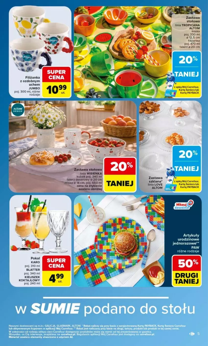 Gazetka promocyjna Carrefour - Gazetka Carrefour w SUMIE same okazje - ważna 08.06 do 20.06.2026 - strona 5 - produkty: Filiżanka, Kieliszek, LANA, Miska, Talerz