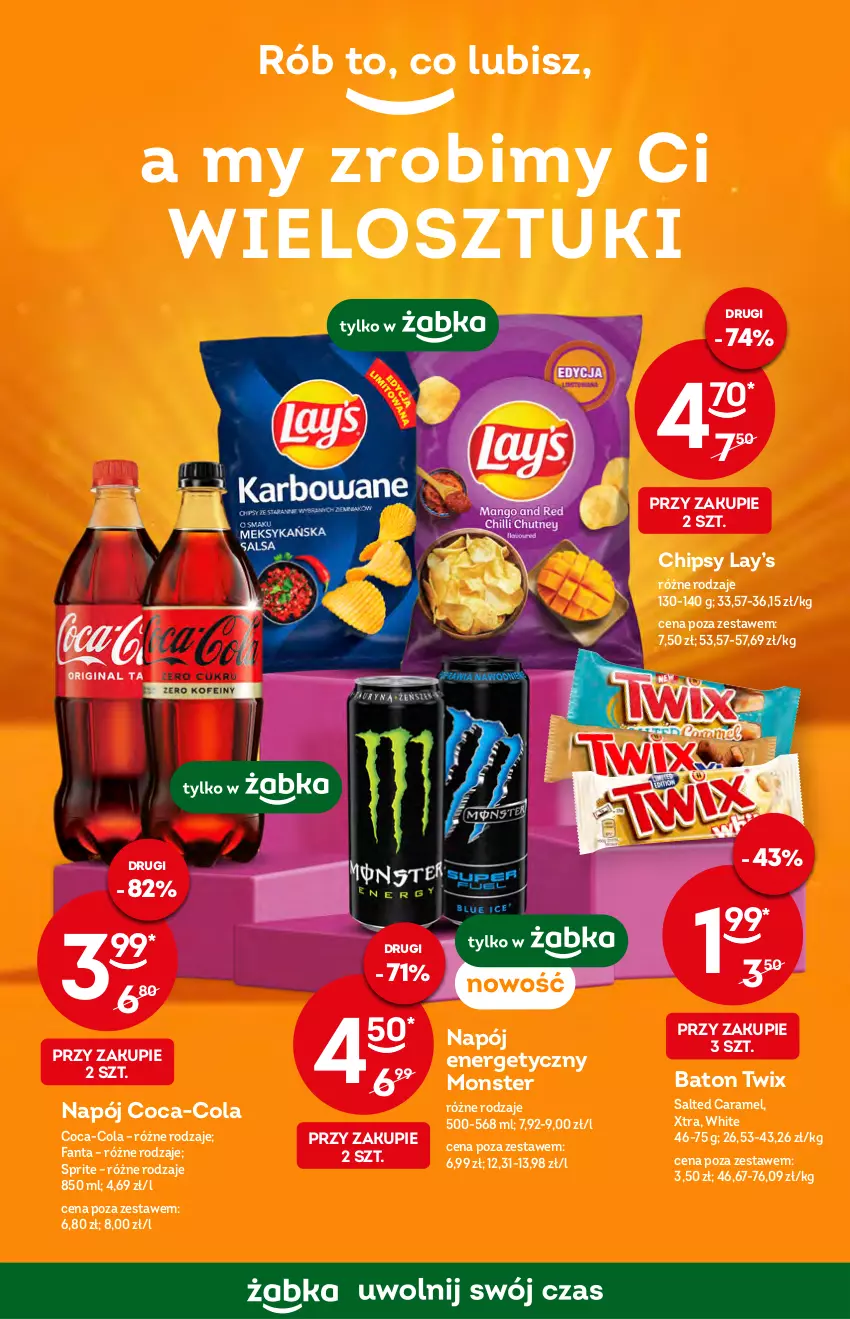 Gazetka promocyjna Żabka - ważna 12.10 do 18.10.2022 - strona 6 - produkty: Baton, Chipsy, Coca-Cola, Fa, Fanta, Lay’s, Napój, Napój energetyczny, Sprite, Twix