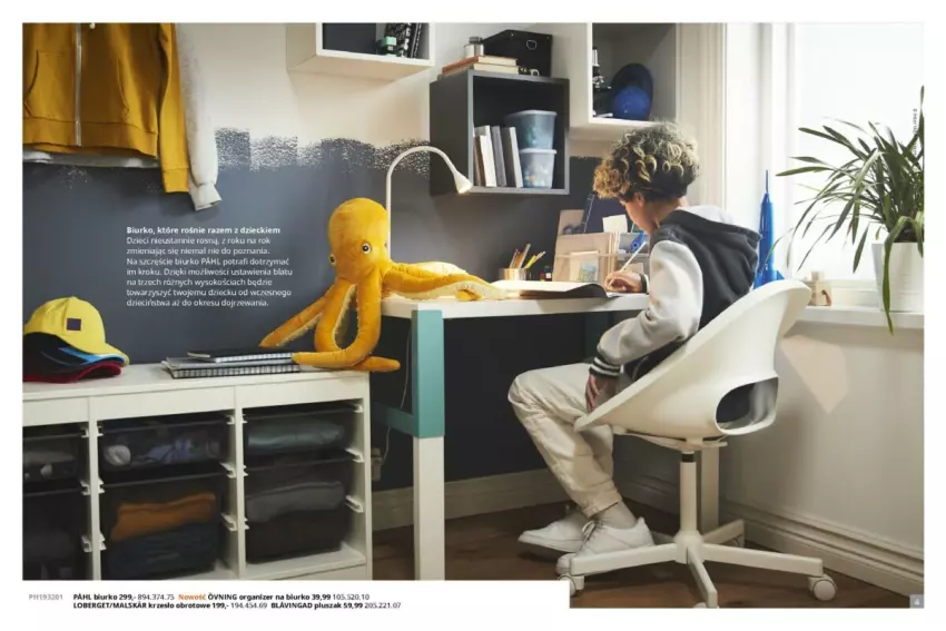 Gazetka promocyjna Ikea - IKEA gazetka od 27.07.2023 do 31.08.2023 - ważna 27.07 do 31.08.2023 - strona 14 - produkty: Biurko, Dzieci, Krzesło, Krzesło obrotowe, Organizer, Pluszak, Sok