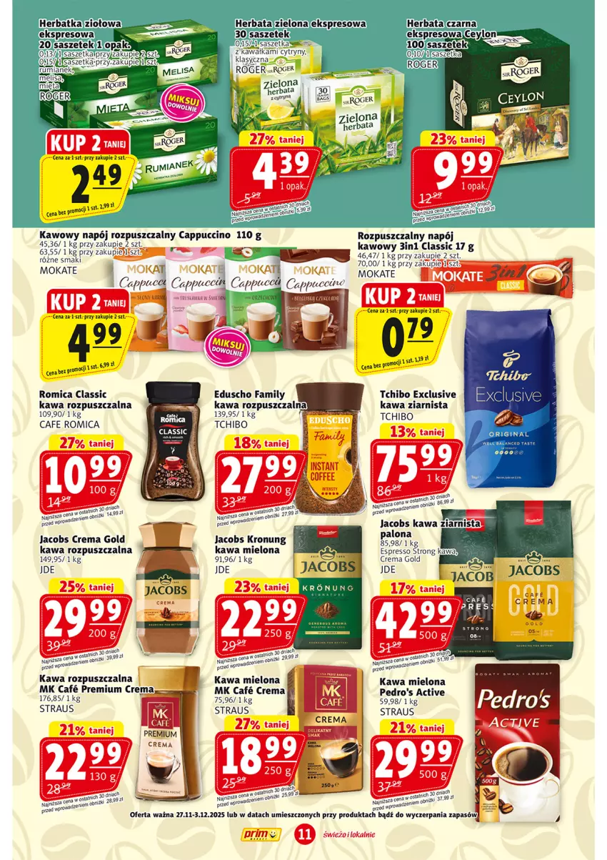 Gazetka promocyjna Prim Market - ważna 27.11 do 03.12.2025 - strona 11 - produkty: Cytryny, Fa, Gin, Herbata, Jacobs, Kawa, Kawa mielona, Kawa rozpuszczalna, Kawa ziarnista, Napój, Tchibo
