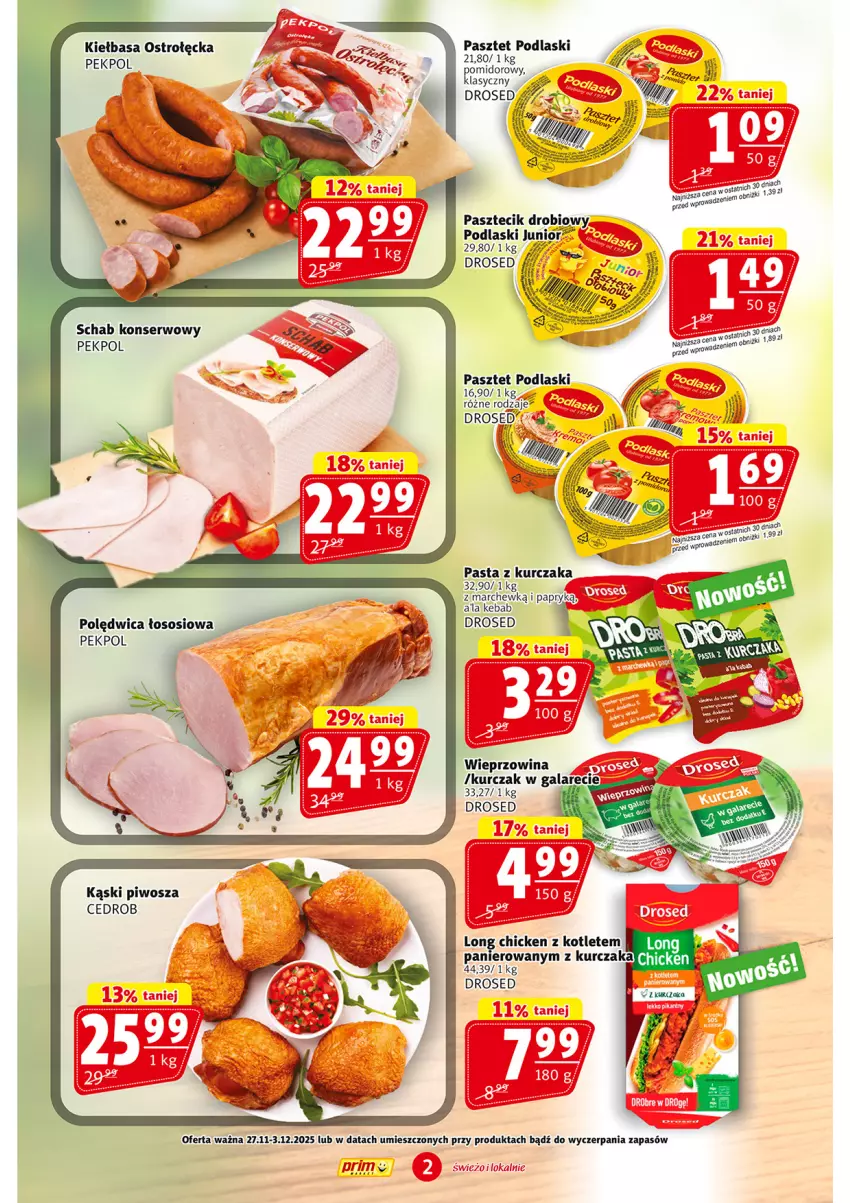 Gazetka promocyjna Prim Market - ważna 27.11 do 03.12.2025 - strona 2 - produkty: Fa, Gala, Kebab, Kiełbasa, Kotlet, Kurczak, Pasztet, Pekpol, Piwo, Podlaski, Ser, Wieprzowina
