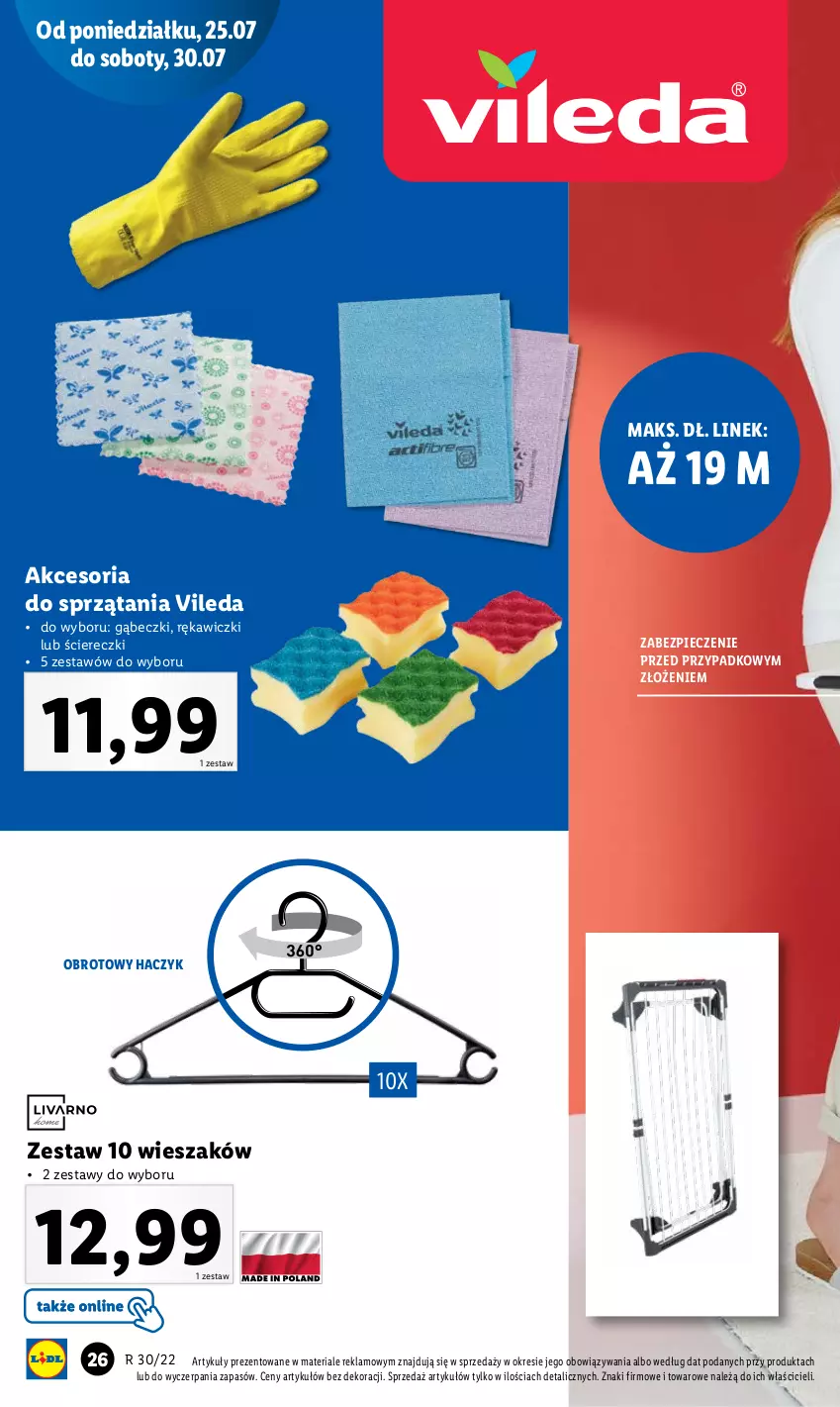 Gazetka promocyjna Lidl - GAZETKA - ważna 25.07 do 30.07.2022 - strona 26 - produkty: Haczyk, Piec, Vileda, Wieszak