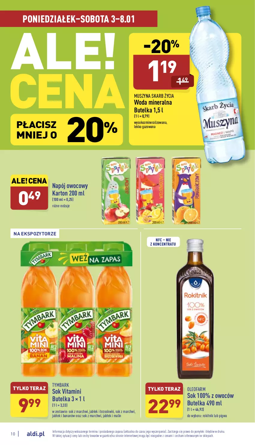 Gazetka promocyjna Aldi - Katalog spożywczy - ważna 03.01 do 08.01.2022 - strona 10 - produkty: Fa, Mus, Napój, Oleo, Oleofarm, Sok, Szyna, Tera, Tymbark, Woda, Woda mineralna