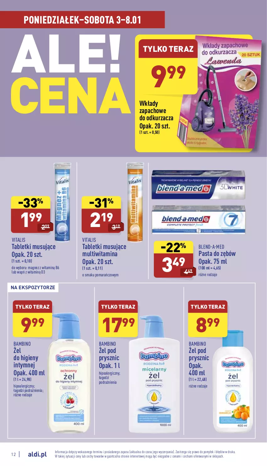 Gazetka promocyjna Aldi - Katalog spożywczy - ważna 03.01 do 08.01.2022 - strona 12 - produkty: Blend-a-Med, Magnez, Mus, Odkurzacz, Pasta do zębów, Tablet, Tabletki musujące, Tera