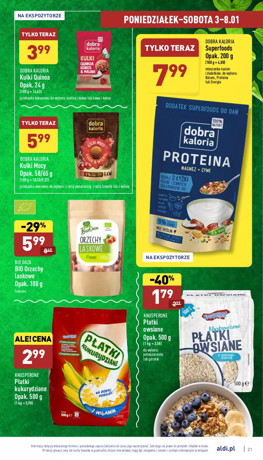 Gazetka promocyjna Aldi - Katalog spożywczy - ważna 03.01 do 08.01.2022 - strona 21 - produkty: Kawa, Kokos, Płatki owsiane, Quinoa, Tera