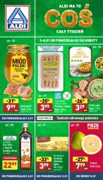 Gazetka promocyjna Aldi - Katalog spożywczy - Gazetka - ważna od 08.01 do 08.01.2022 - strona 1 - produkty: Sok, Oleofarm, Parówki, Parówki z indyka, Tera, Pomelo, Miód, Oleo, Imbir, Fa