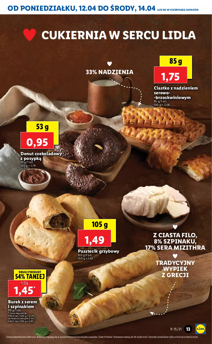 Gazetka promocyjna Lidl - GAZETKA - ważna 12.04 do 14.04.2021 - strona 13 - produkty: Cukier, Donut, Ser, Szpinak