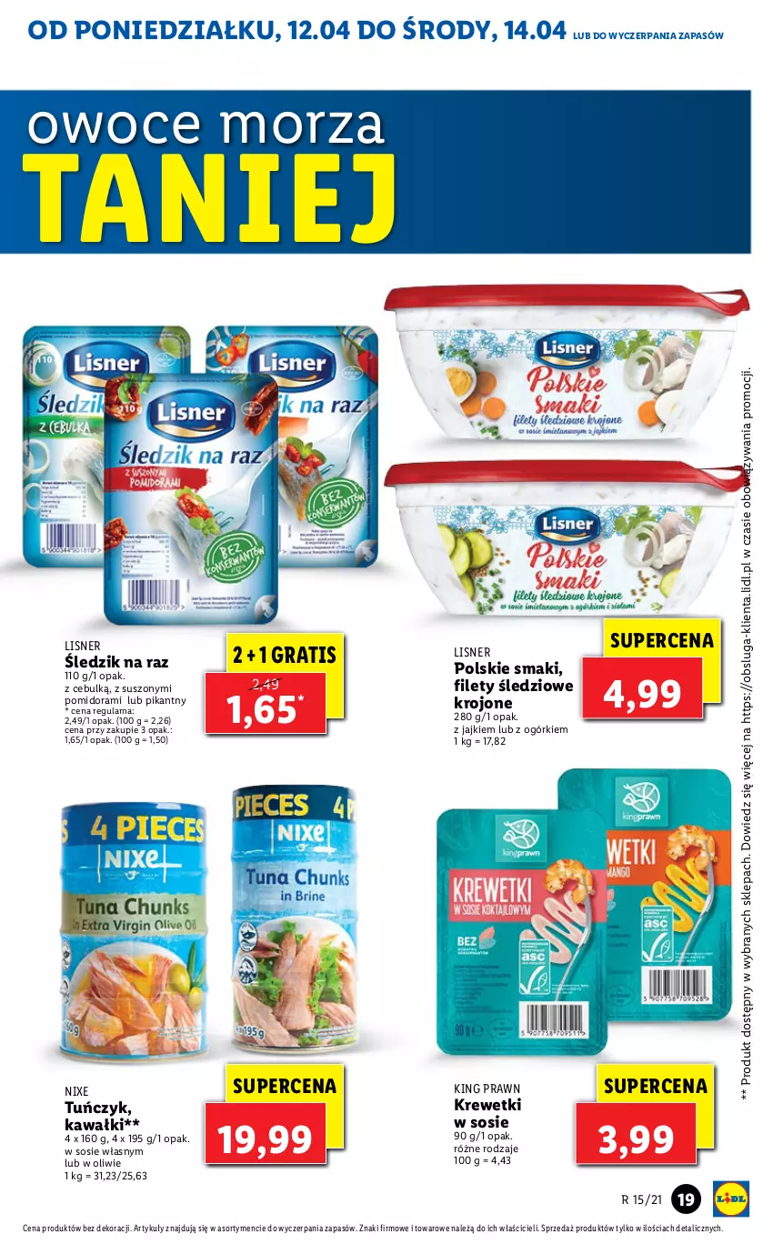 Gazetka promocyjna Lidl - GAZETKA - ważna 12.04 do 14.04.2021 - strona 19 - produkty: Gra, Kawa, Krewetki, Lisner, Owoce, Owoce morza, Sos, Tuńczyk