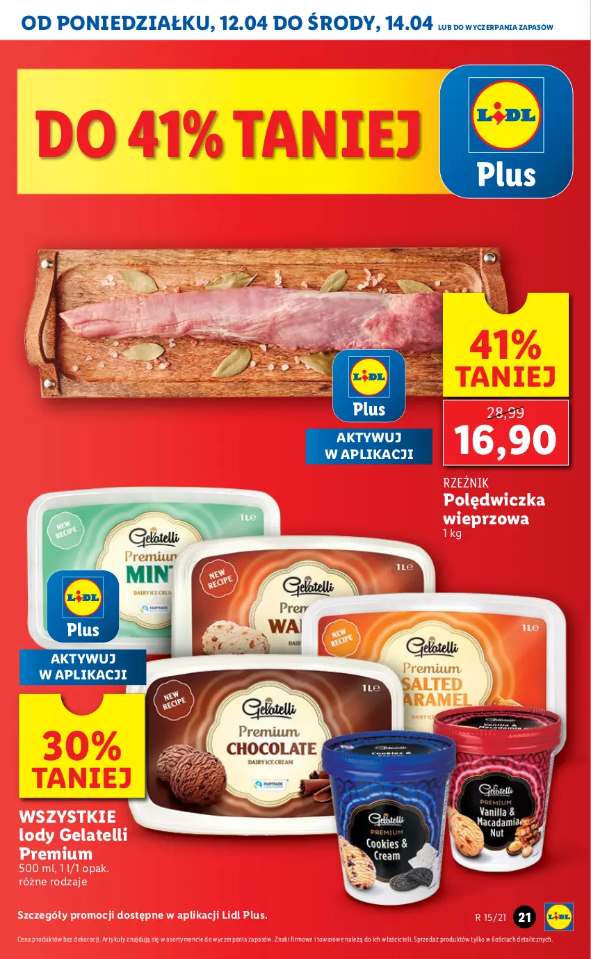 Gazetka promocyjna Lidl - GAZETKA - ważna 12.04 do 14.04.2021 - strona 21 - produkty: Lody, Polędwiczka wieprzowa