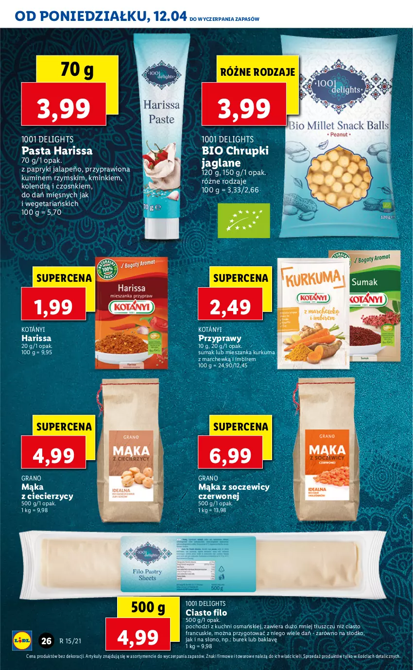 Gazetka promocyjna Lidl - GAZETKA - ważna 12.04 do 14.04.2021 - strona 26 - produkty: Chrupki, Ciasto francuskie, Gra, Imbir, Kotányi, Kurkuma, Mąka, Przyprawy