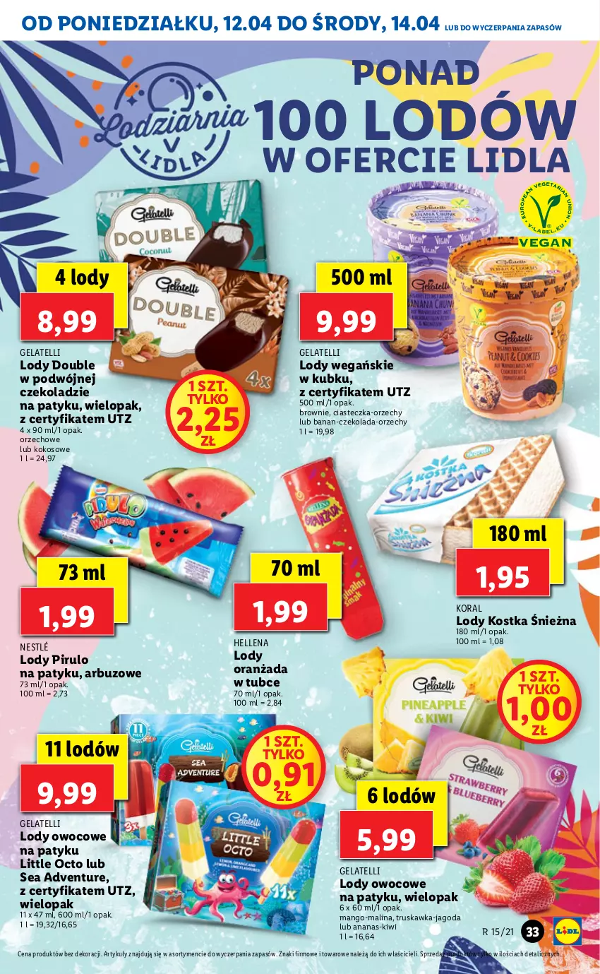 Gazetka promocyjna Lidl - GAZETKA - ważna 12.04 do 14.04.2021 - strona 33 - produkty: Ananas, Arbuz, Brownie, Czekolada, Hellena, Kiwi, Kokos, Lody, Mango, Nestlé, Oranżada