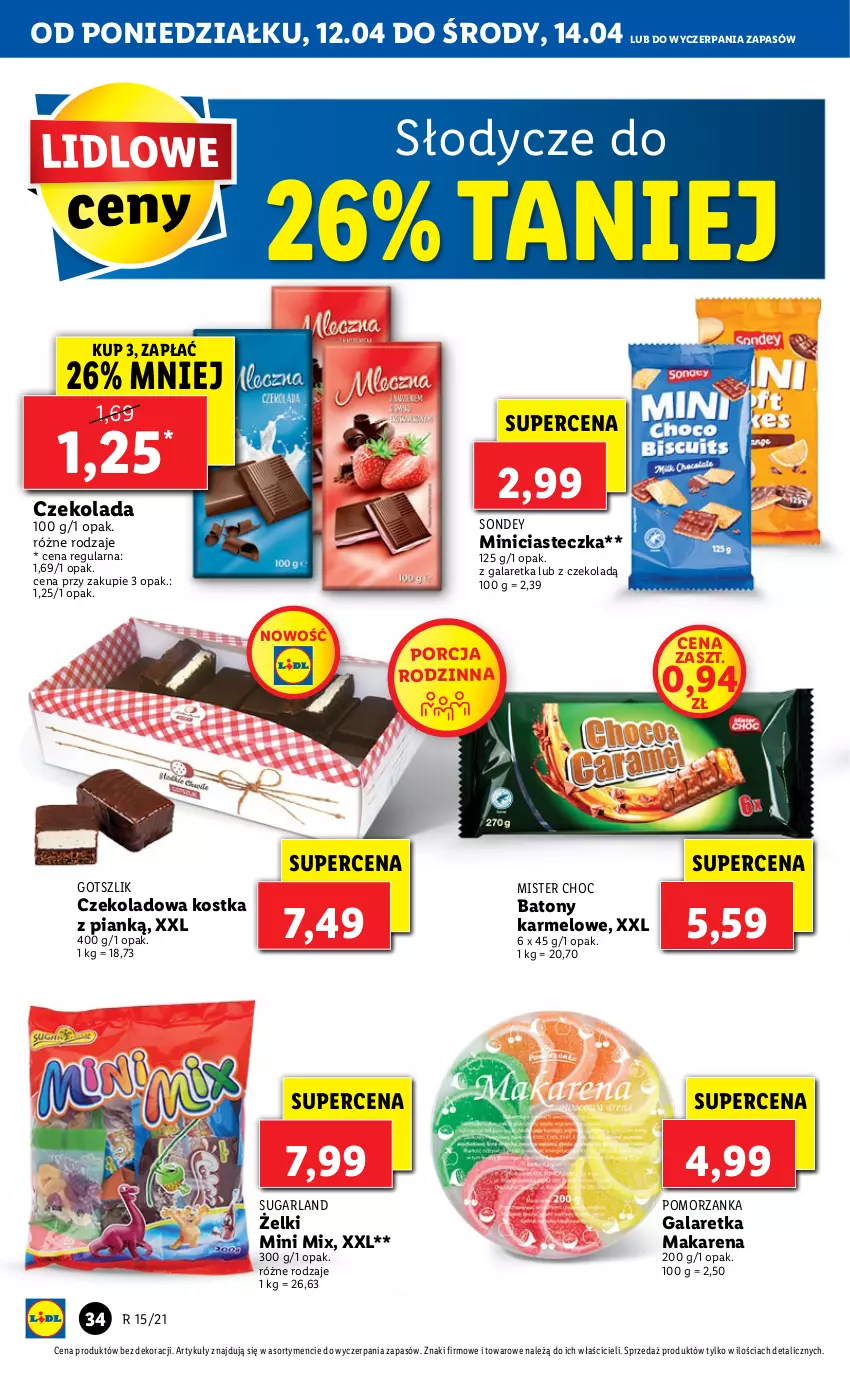 Gazetka promocyjna Lidl - GAZETKA - ważna 12.04 do 14.04.2021 - strona 34 - produkty: Baton, Czekolada, Gala, Galaretka, Por