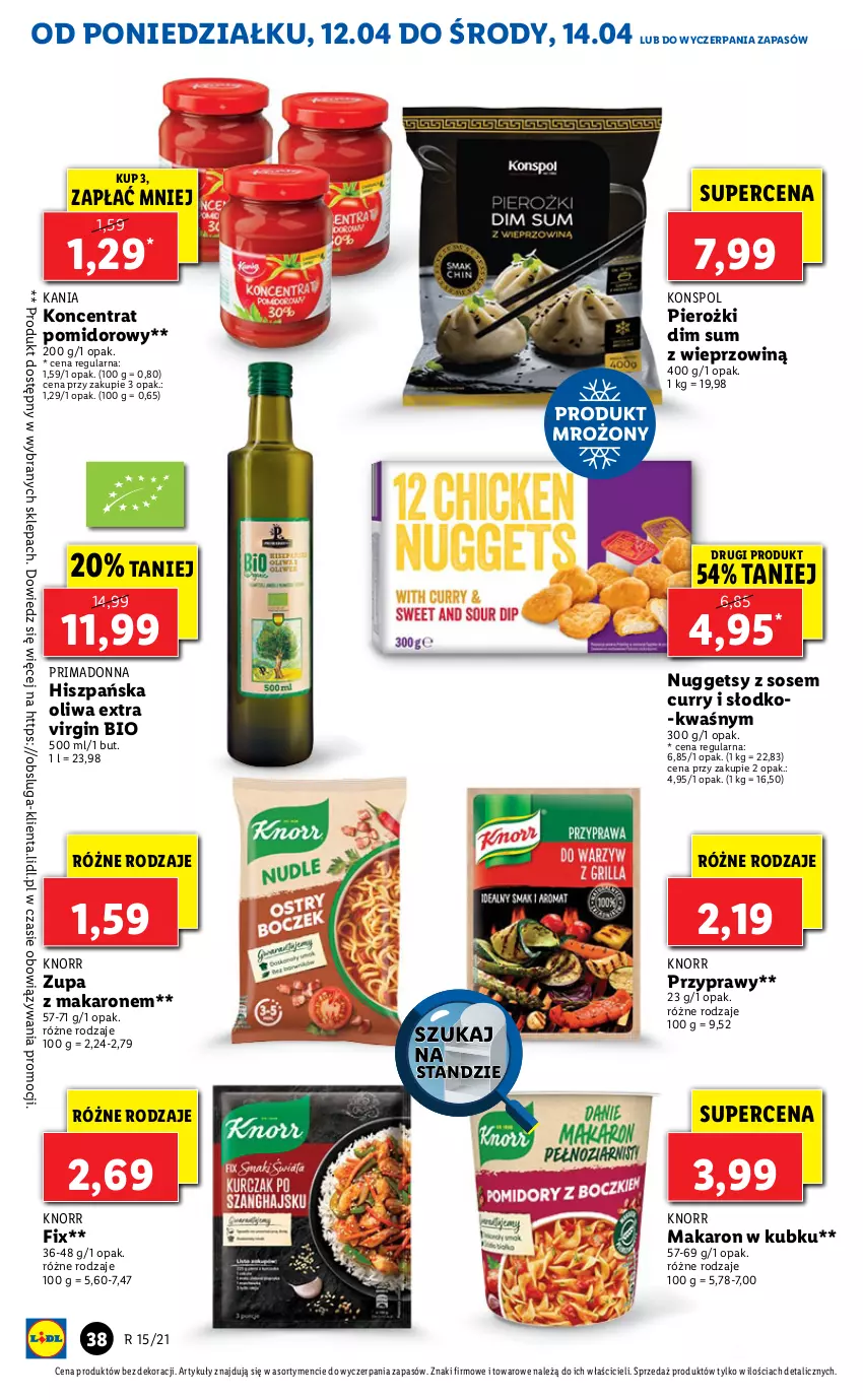 Gazetka promocyjna Lidl - GAZETKA - ważna 12.04 do 14.04.2021 - strona 38 - produkty: Gin, Knorr, Koncentrat pomidorowy, Makaron, Prima, Przyprawy, Sos, Zupa