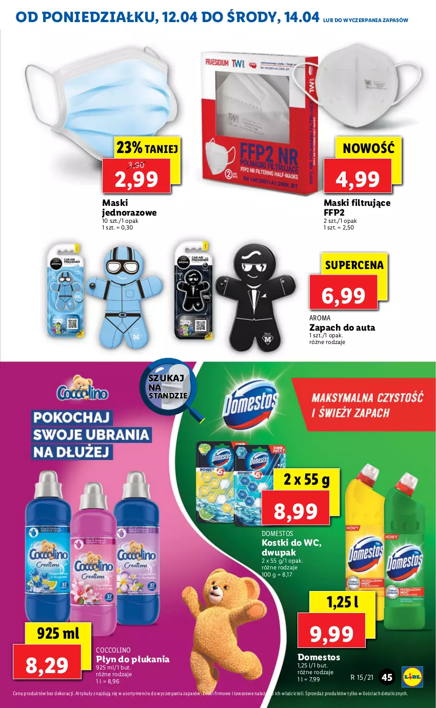 Gazetka promocyjna Lidl - GAZETKA - ważna 12.04 do 14.04.2021 - strona 45 - produkty: Coccolino, Domestos, Płyn do płukania