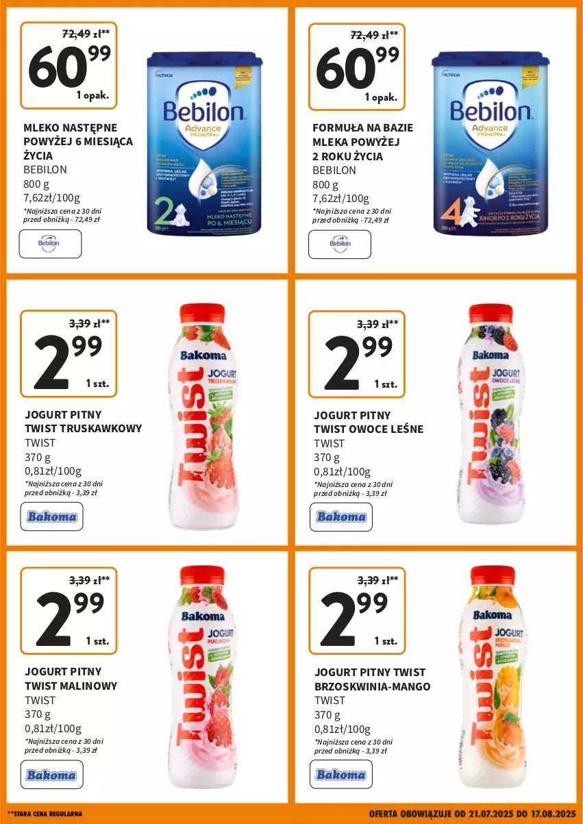 Gazetka promocyjna Intermarche - Nowa NIższa Cena - ważna 21.07 do 16.08.2025 - strona 2 - produkty: BEBILON, Jogurt, Jogurt pitny, Mango, Mleko, O nas, Owoce