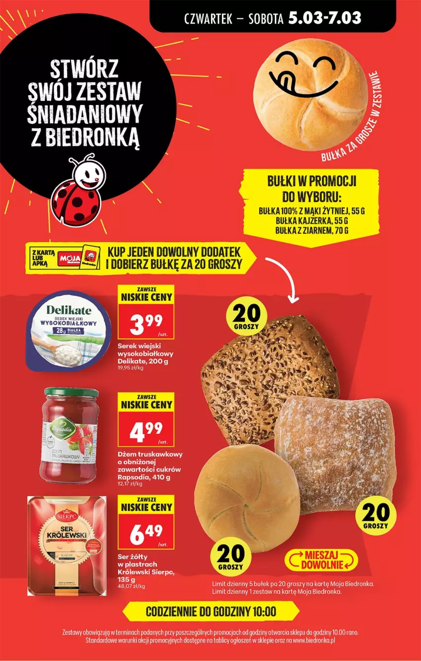 Gazetka promocyjna Biedronka - Od Czwartku - ważna 05.03 do 11.03.2026 - strona 51 - produkty: Bułka, Dżem, Fa, Kajzerka, Królewski, Ser, Serek, Serek wiejski, Sok