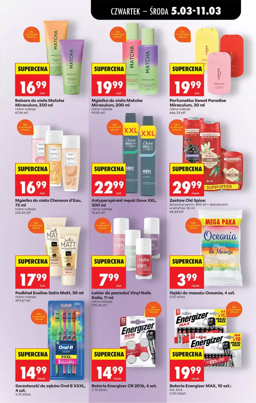Gazetka promocyjna Biedronka - Od Czwartku - ważna 05.03 do 11.03.2026 - strona 75 - produkty: Antyperspirant, Balsam do ciała, Dezodorant, Dove, Energizer, Eveline, Lakier, Lakier do paznokci, LG, Old Spice, Oral B, Perfum, Podkład, Sati