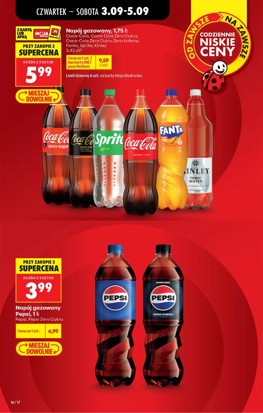 Gazetka promocyjna Biedronka - Od Czwartku - ważna 03.09 do 05.09.2026 - strona 16 - produkty: Coca-Cola, Fa, Fanta, Napój, Napój gazowany, Pepsi, Sprite