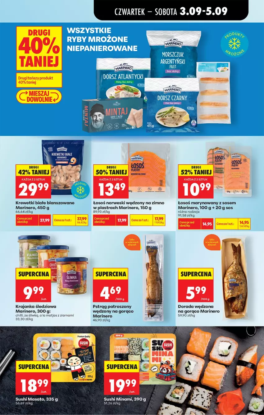 Gazetka promocyjna Biedronka - Od Czwartku - ważna 03.09 do 05.09.2026 - strona 39 - produkty: Dorsz, Krajanka śledziowa, Krewetki, Matjas, Pstrąg, Sos, Sushi
