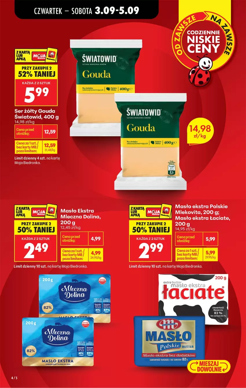 Gazetka promocyjna Biedronka - Od Czwartku - ważna 03.09 do 05.09.2026 - strona 4 - produkty: Gouda, Masło, Mleko, Mlekovita, Ser