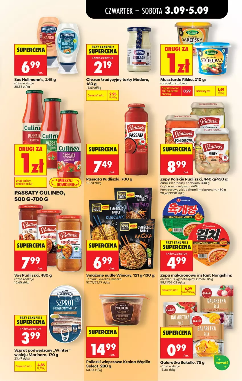 Gazetka promocyjna Biedronka - Od Czwartku - ważna 03.09 do 05.09.2026 - strona 53 - produkty: Chrzan, Gala, Galaretka, Kaczka, Kurczak, Makaron, Mus, Musztarda, Olej, Pudliszki, Sos, Szprot, Winiary, Zupa