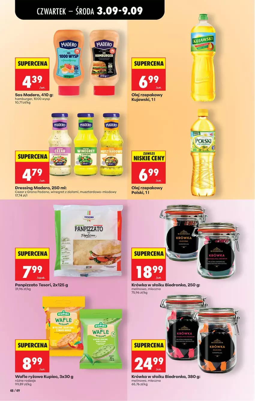 Gazetka promocyjna Biedronka - Od Czwartku - ważna 03.09 do 05.09.2026 - strona 56 - produkty: Burger, Dres, Fa, Gra, Hamburger, Kujawski, Kupiec, LANA, Mus, Olej, Olej rzepakowy, Piec, Pizza, Ryż, Sos, Wafle