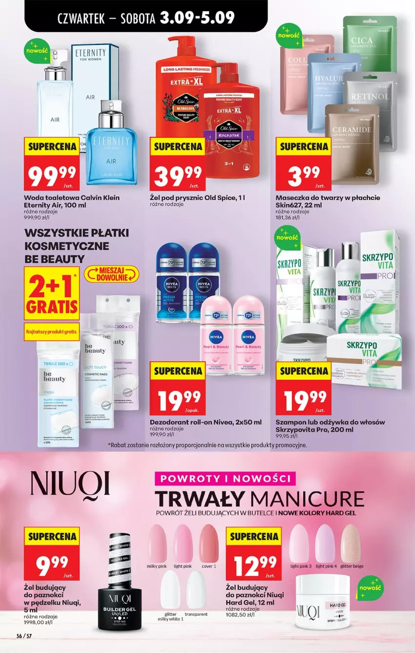 Gazetka promocyjna Biedronka - Od Czwartku - ważna 03.09 do 05.09.2026 - strona 64 - produkty: Be Be, Calvin Klein, Dezodorant, Kawa, Miód, Niuqi, Nivea, Odżywka, Old Spice, Płatki kosmetyczne, Por, Szampon, Tera, Tran, Woda, Woda toaletowa
