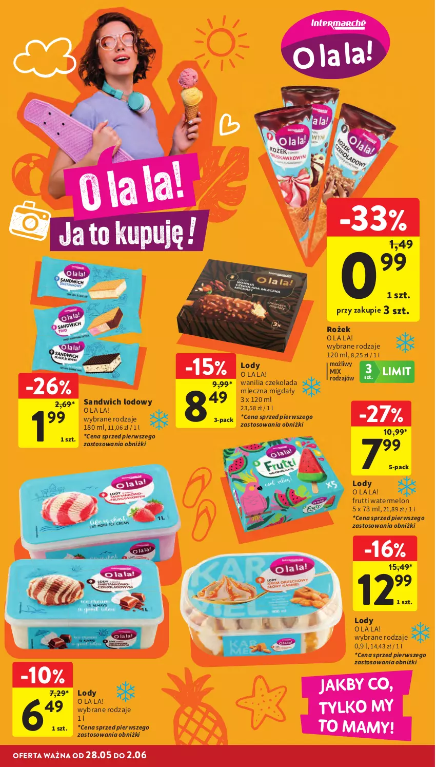 Gazetka promocyjna Intermarche - Gazetka promocyjna - ważna 28.05 do 02.06.2026 - strona 34 - produkty: Czekolada, Czekolada mleczna, Lody, Melon, Migdały