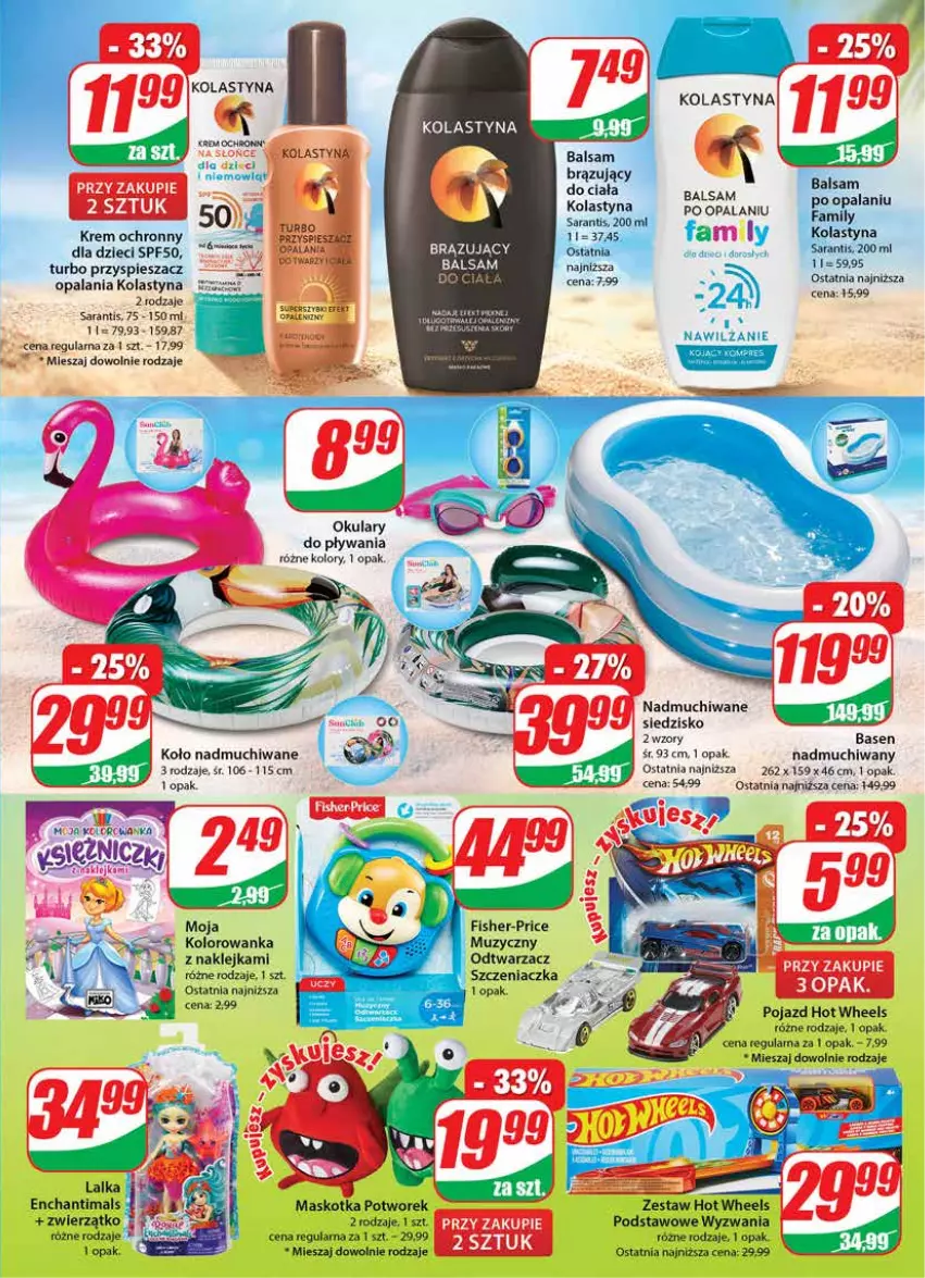 Gazetka promocyjna Dino - Gazetka 21 - ważna 24.05 do 30.05.2023 - strona 23 - produkty: Dzieci, Enchantimals, Fa, Fisher-Price, Hot Wheels, Klej, Kolorowanka, Lalka, Pojazd, Siedzisko