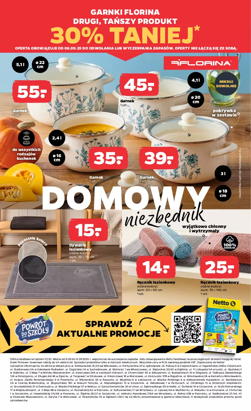 Gazetka promocyjna Netto - Od Poniedziałku Przemysłowa - ważna 08.09 do 13.09.2025 - strona 3 - produkty: Dywan, Dywanik, Dywanik łazienkowy, Fa, Garnek, Gry, Karp, Kujawski, Podlaski, Ręcznik, Sok, Stock, Top, Wełna, Wino