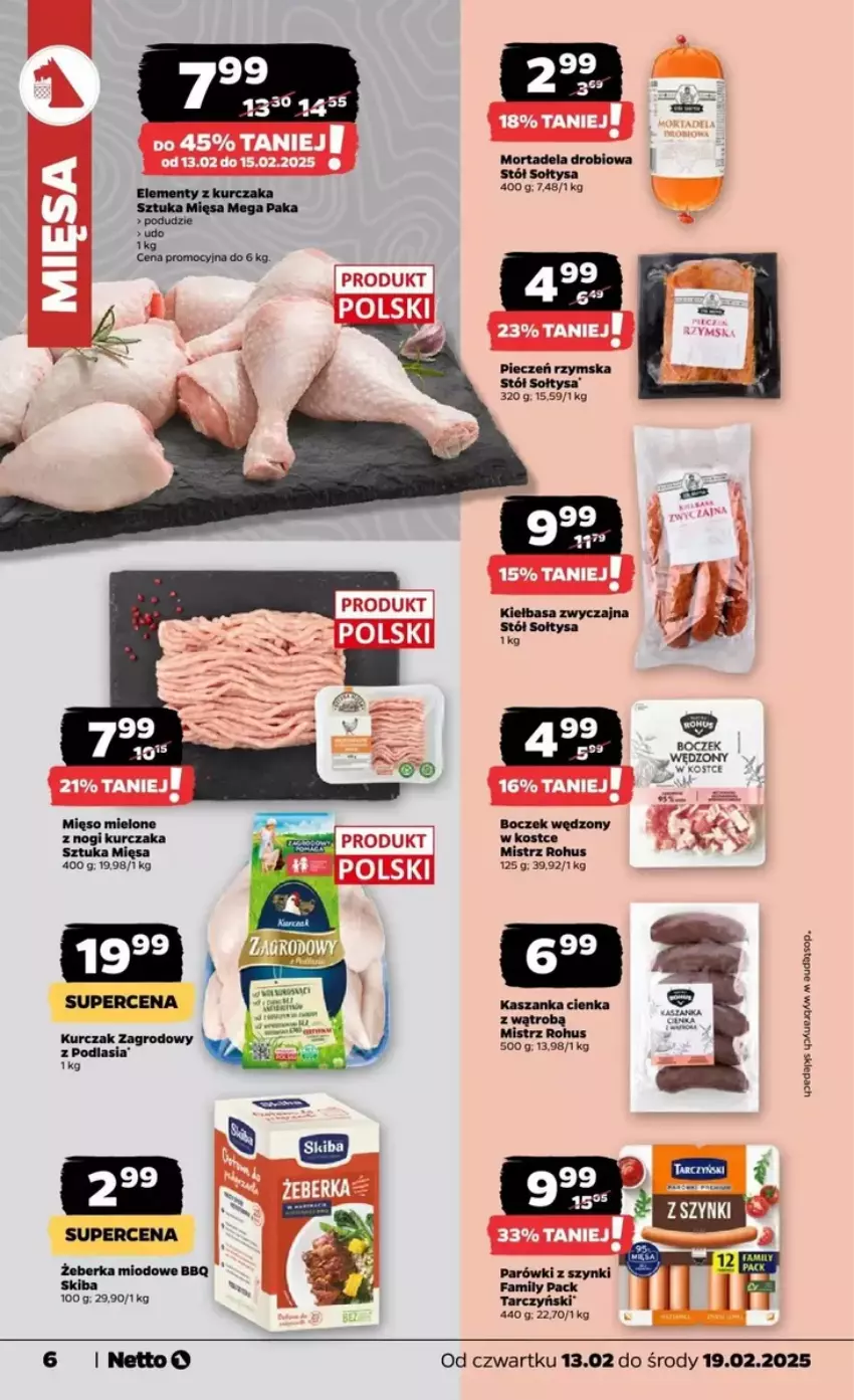 Gazetka promocyjna Netto - ważna 13.02 do 19.02.2025 - strona 15 - produkty: Fa, Kasza, Kaszanka, Kurczak, Parówki, Parówki z szynki, Piec, Pieczeń rzymska, Stół, Tarczyński