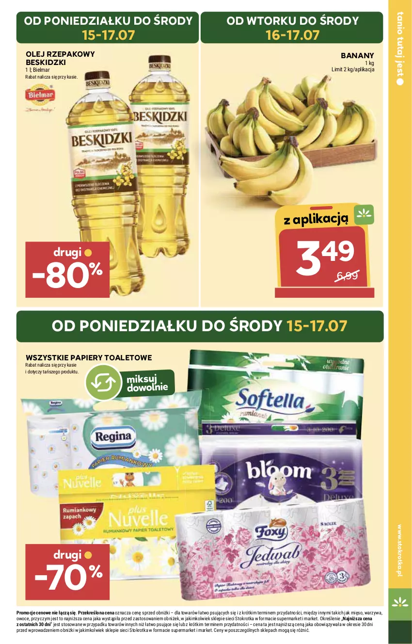 Gazetka promocyjna Stokrotka - Supermarket - ważna 11.07 do 17.07.2024 - strona 7 - produkty: Banany, Beskidzki, HP, Olej, Olej rzepakowy, Papier