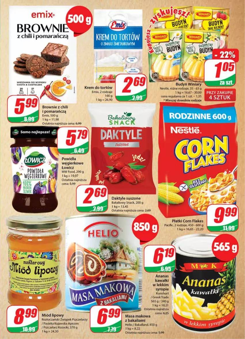 Gazetka promocyjna Dino - Gazetka - ważna 11.01 do 17.01.2023 - strona 7 - produkty: Ananas, Bakalland, Brownie, Budyń, Cif, Corn flakes, Daktyle, Kawa, Krem do tortów, Miód, Syrop, Winiary