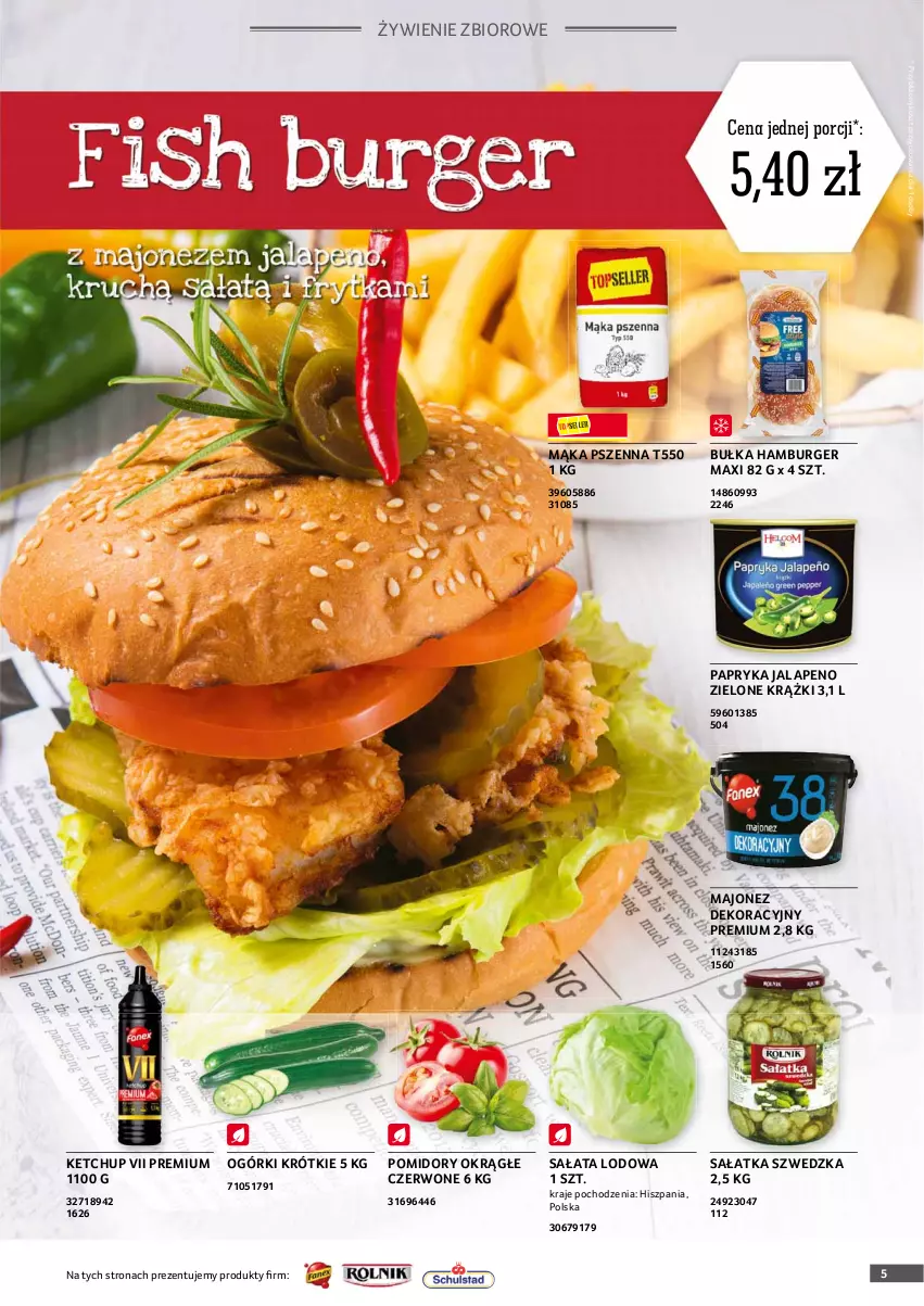 Gazetka promocyjna Selgros - Oferta gastronomiczna - ważna 01.05 do 31.05.2021 - strona 5 - produkty: Bułka, Bułka hamburger, Burger, Hamburger, Ketchup, Kosz, Majonez, Mąka, Mąka pszenna, Papryka, Pomidory, Por, Sałat, Sałata lodowa, Sałatka