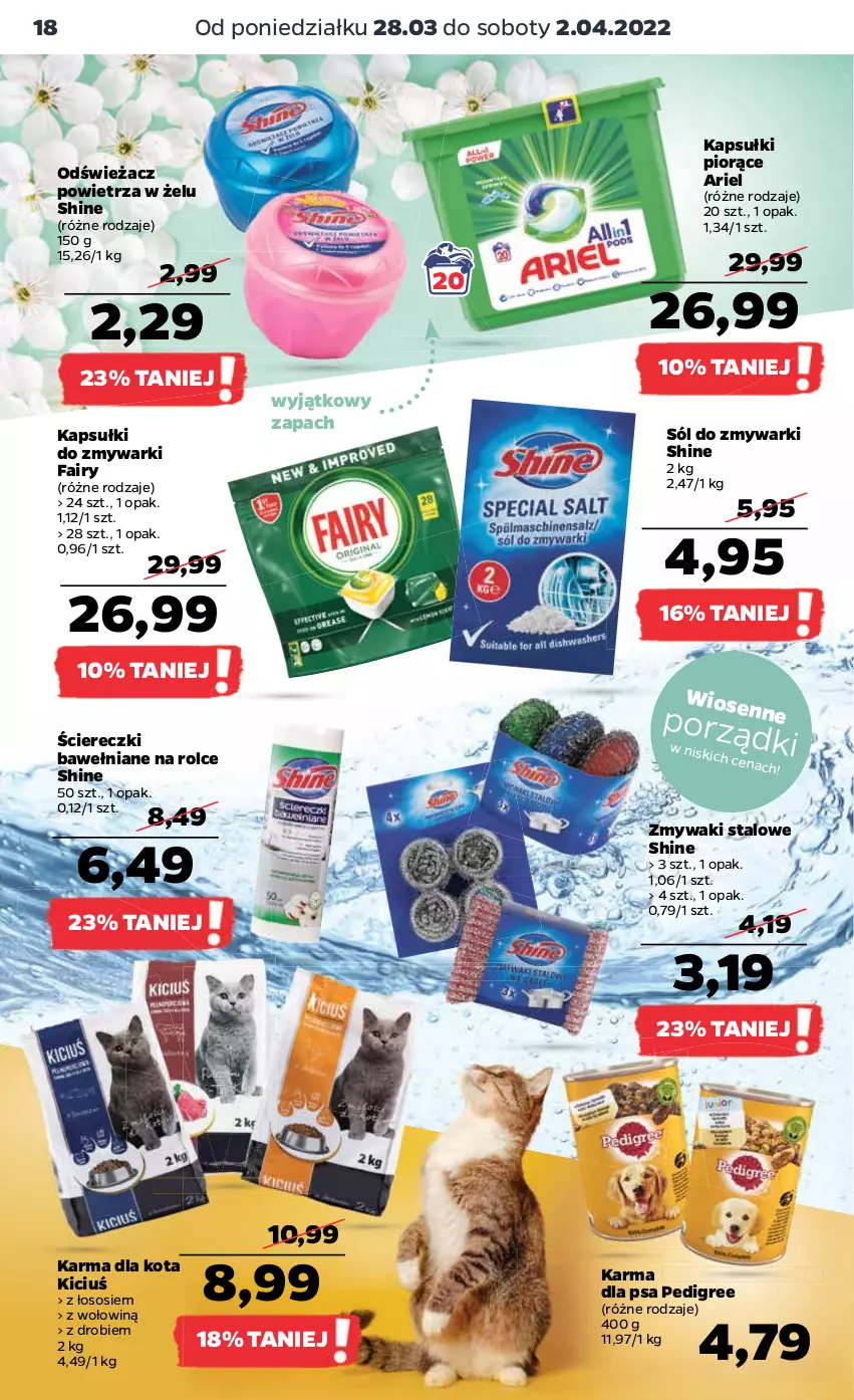 Gazetka promocyjna Netto - Gazetka spożywcza - ważna 28.03 do 02.04.2022 - strona 18 - produkty: Ariel, Fa, Fairy, Odświeżacz powietrza, Pedigree, Sól, Sos, Zmywarki