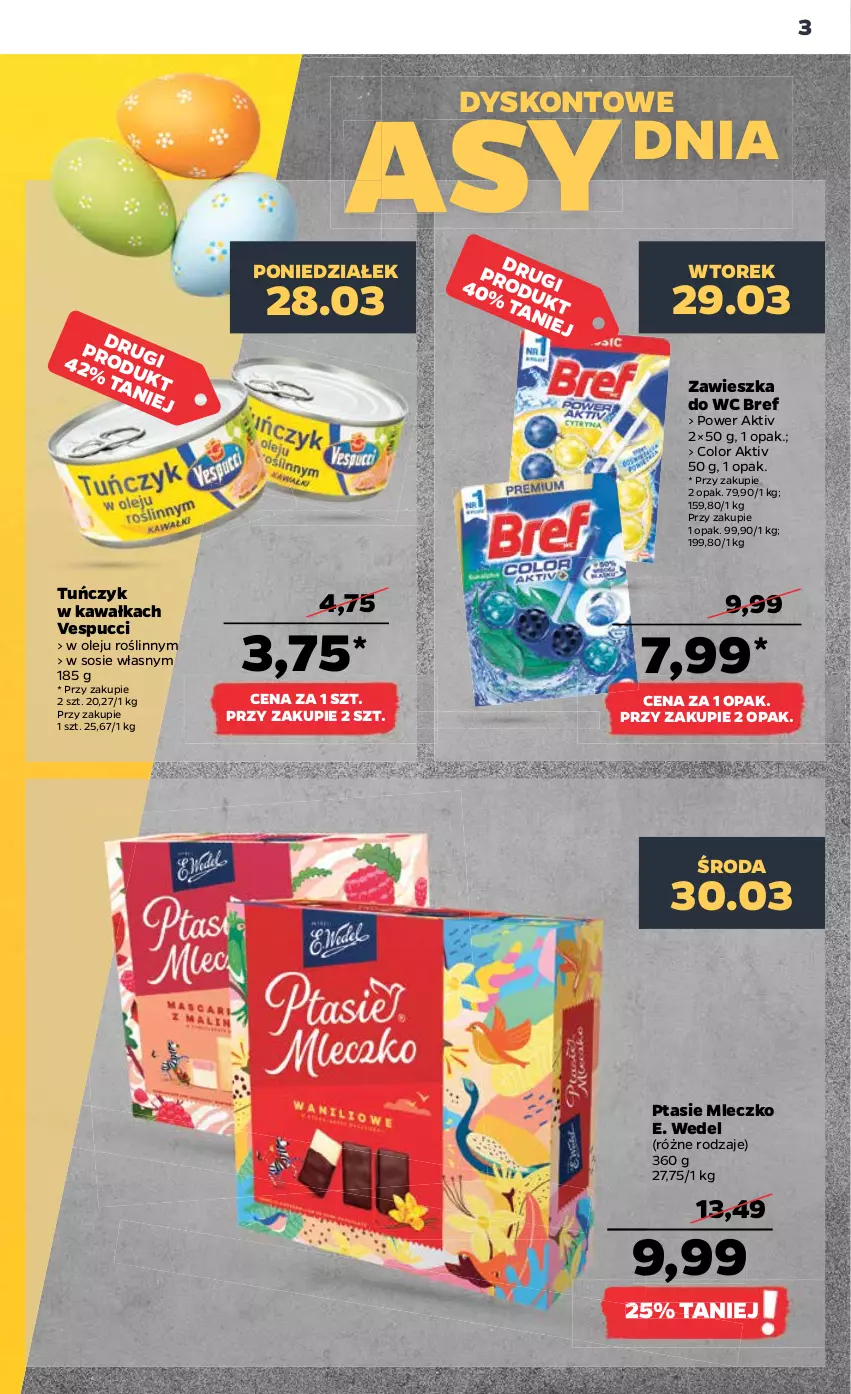 Gazetka promocyjna Netto - Gazetka spożywcza - ważna 28.03 do 02.04.2022 - strona 3 - produkty: Bref, E. Wedel, Kawa, Mleczko, Olej, Ptasie mleczko, Sos, Tuńczyk, Zawieszka do wc