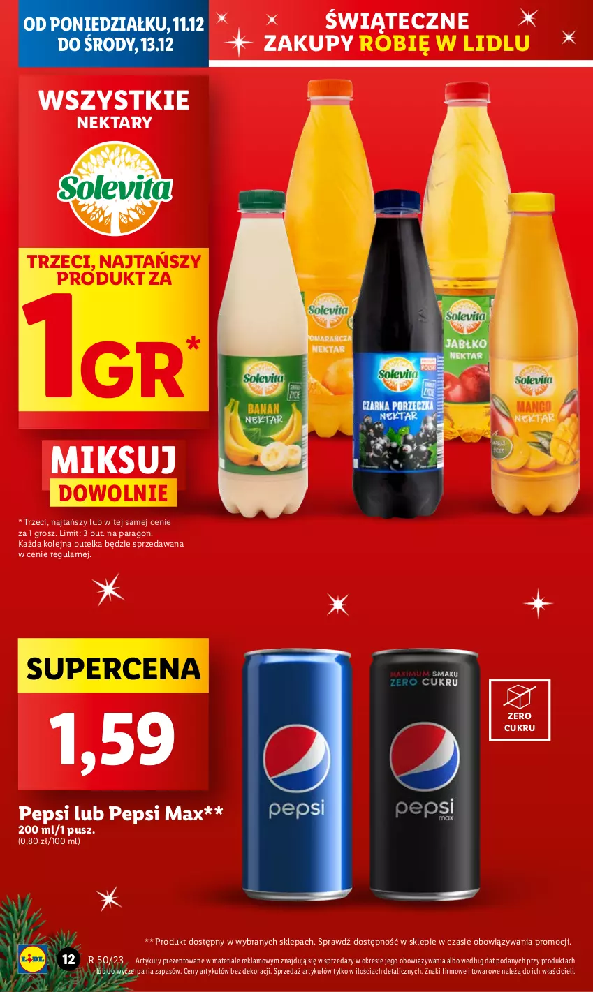 Gazetka promocyjna Lidl - GAZETKA - ważna 11.12 do 13.12.2023 - strona 14 - produkty: Nektar, Olej, Pepsi, Pepsi max