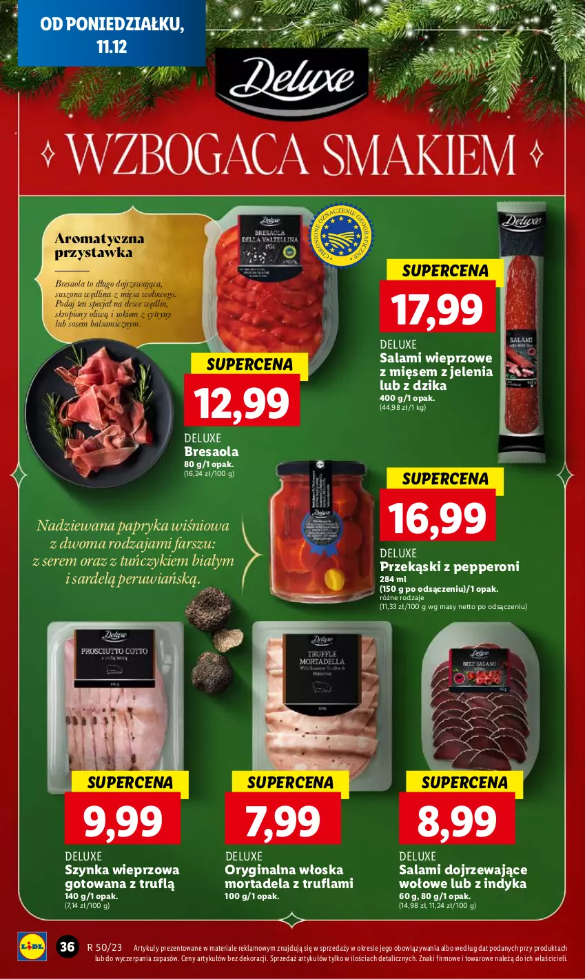 Gazetka promocyjna Lidl - GAZETKA - ważna 11.12 do 13.12.2023 - strona 38 - produkty: Bresaola, Cytryny, Fa, Gin, Papryka, Salami, Ser, Sok, Sos, Szynka, Szynka wieprzowa, Tuńczyk, Wędlina