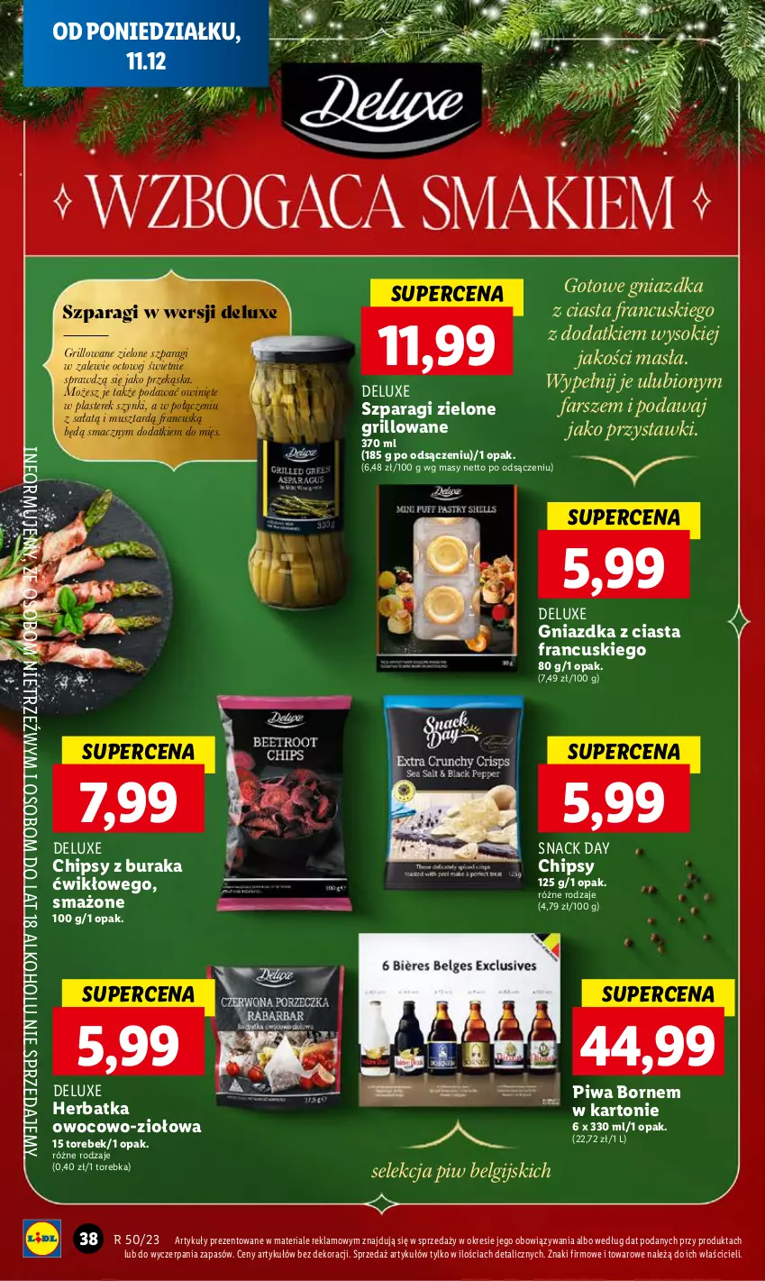 Gazetka promocyjna Lidl - GAZETKA - ważna 11.12 do 13.12.2023 - strona 40 - produkty: Chipsy, Fa, Grill, LG, Mus, Piwa, Sałat, Sok, Torebka