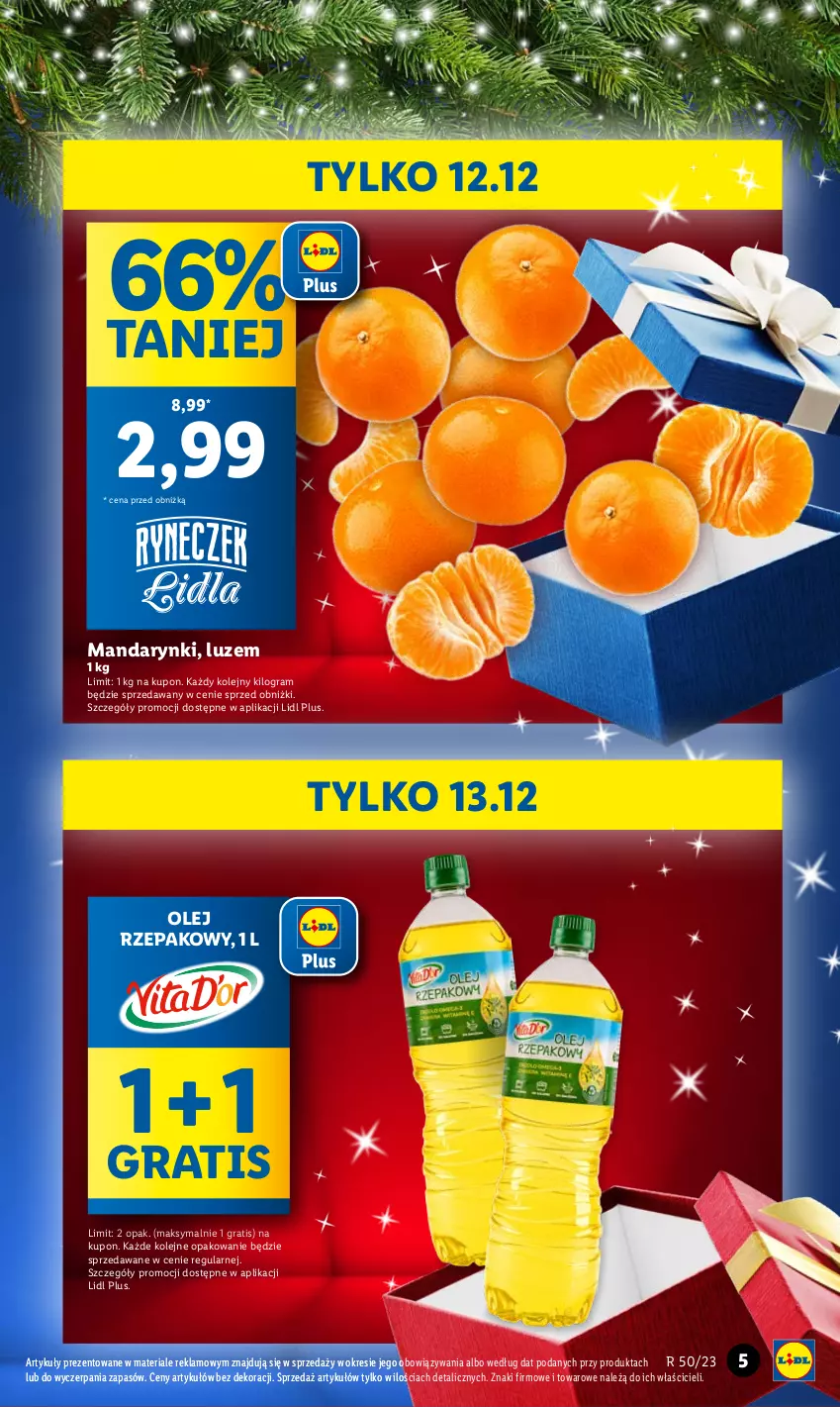 Gazetka promocyjna Lidl - GAZETKA - ważna 11.12 do 13.12.2023 - strona 5 - produkty: Gra, Mandarynki, Olej, Olej rzepakowy