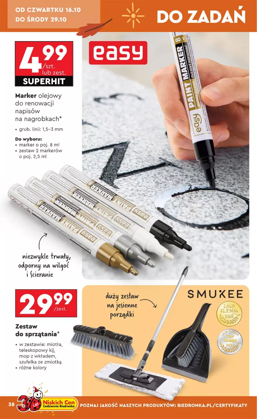 Gazetka promocyjna Biedronka - Okazje Tygodnia - ważna 13.10 do 25.10.2025 - strona 38 - produkty: LG, Marker, Miotła, Mop, Olej, Por, Szufelka, Teleskop