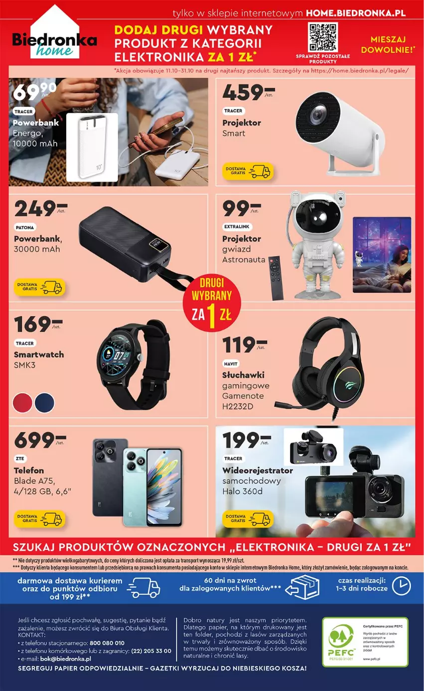 Gazetka promocyjna Biedronka - Okazje Tygodnia - ważna 13.10 do 25.10.2025 - strona 44 - produkty: Acer, Gra, Gwiazda, Halo, Kosz, Papier, Por, Powerbank, Słuchawki, Słuchawki gamingowe, Smartwatch, Sport, Telefon, Tran, Wideorejestrator
